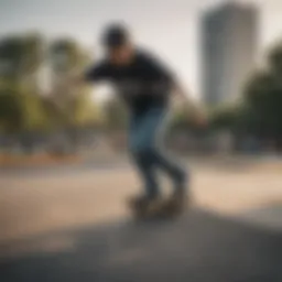 Dynamic skateboarding scene featuring Huf tee shirts