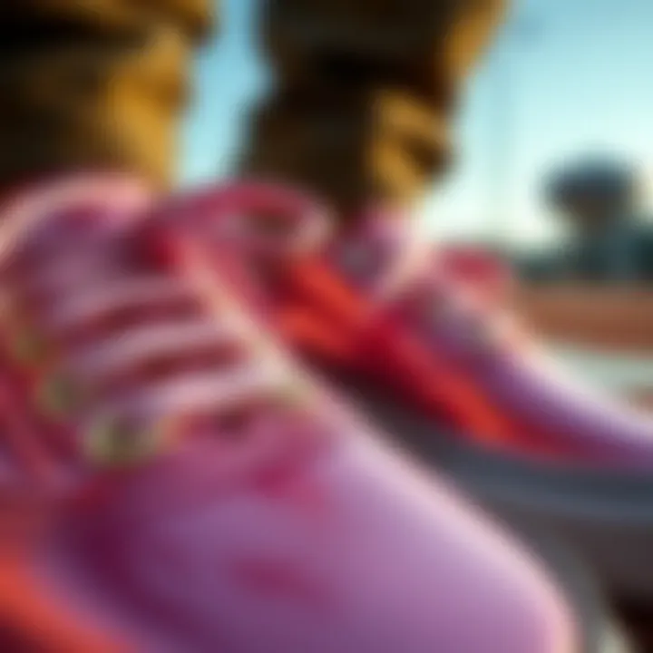 Close-up of metallic Vans slip-ons showcasing their unique texture and shine