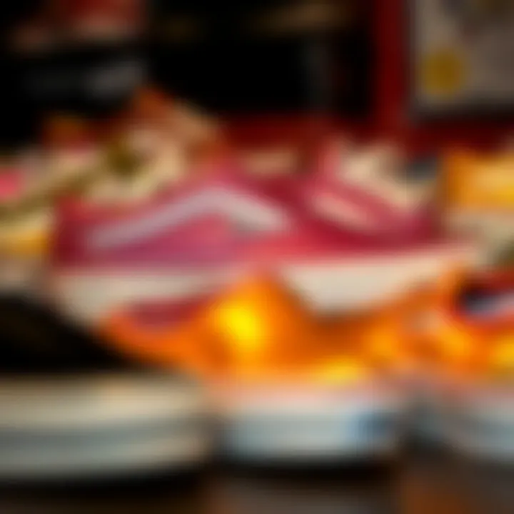 Different style variations of metallic Vans slip-ons displayed together