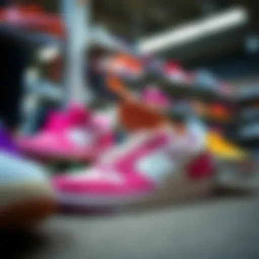 A vibrant display of Nike Femme footwear showcasing diverse styles