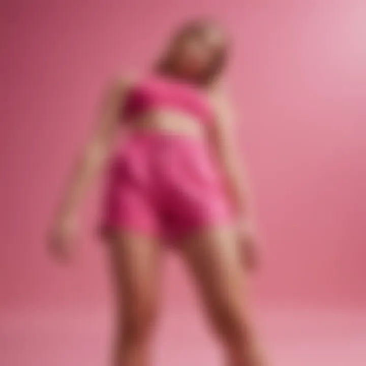 Color psychology representation with pink shorts in a vibrant background