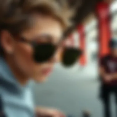 Lifestyle shot of Oakley Holbrook XL tortoise shell sunglasses being worn in an urban skateboarding environment.