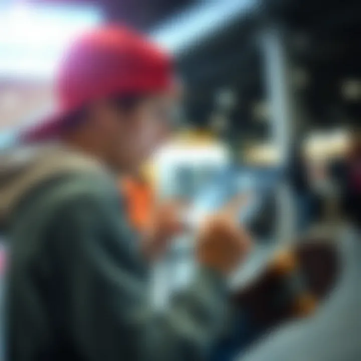 Digital Shopping Experience for Skaters Engaged skater browsing through online shop on a tablet