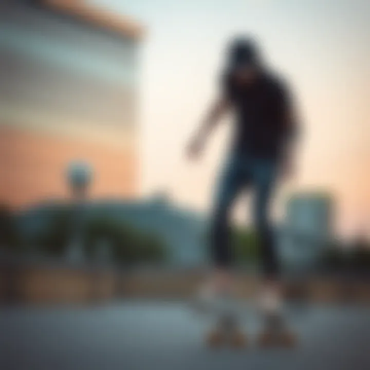 Urban Skating with Rose Gold Impala Skates Skater showcasing rose gold Impala skates in urban environment