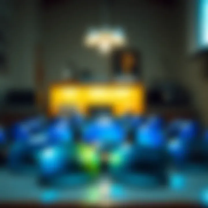 Assorted round frame blue light glasses displayed on a table