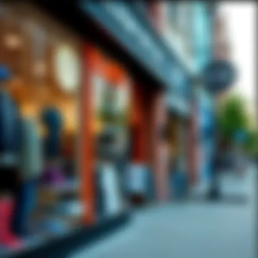 A vibrant storefront at Williamsburg Outlet showcasing unique apparel