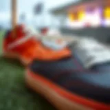 A close-up of skate golf shoes showcasing their unique design elements