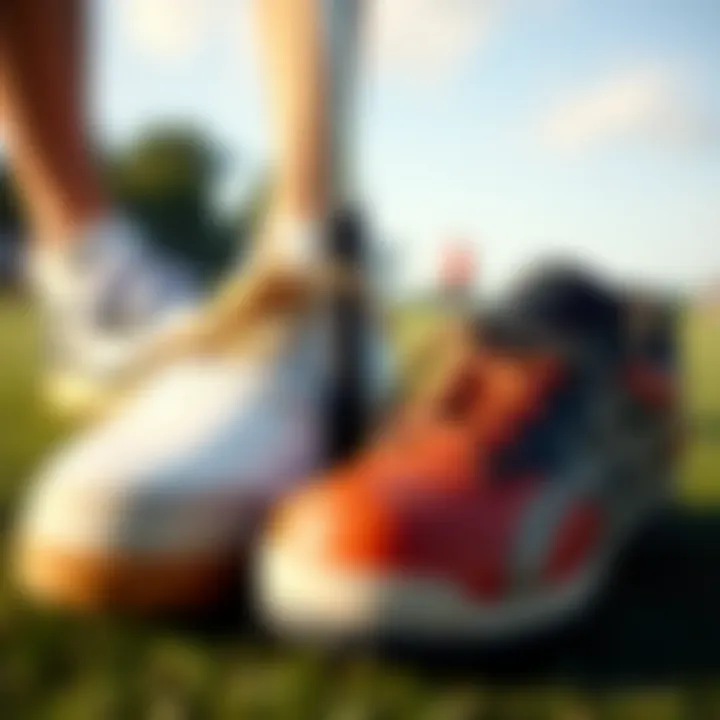 A side-by-side comparison of traditional golf shoes and skate golf shoes