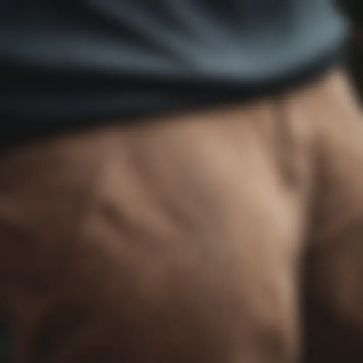 Close-up of fabric textures used in skater pants