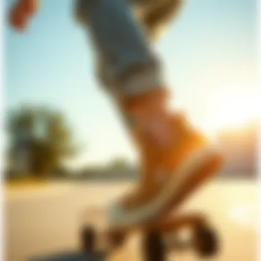 Skater performing a trick wearing tan Converse