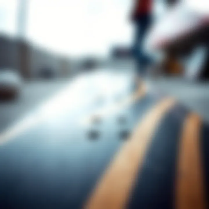 Material Quality of the 8.0 Skateboard Deck Close-up of an 8.0 skateboard deck material to highlight its texture and quality