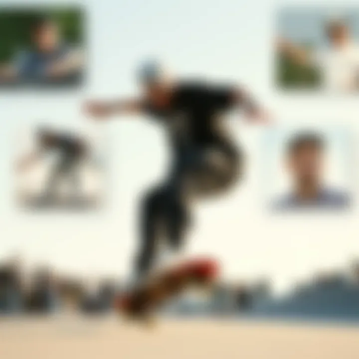 A collage of famous skateboarders who prefer the 8.0 deck size