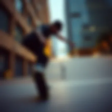 Skateboarding Trick on an 8.0 Board A skateboarder executing a trick on an 8.0 board in an urban setting