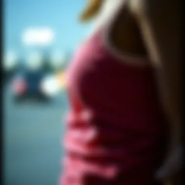 A close-up look at the side ruching detail on a tank top