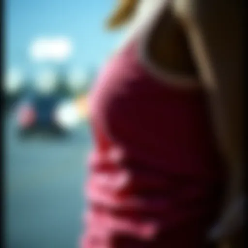 A close-up look at the side ruching detail on a tank top