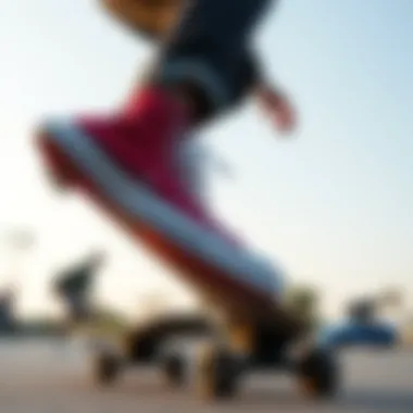 Skateboarder performing a trick while wearing size thirteen Chuck Taylors