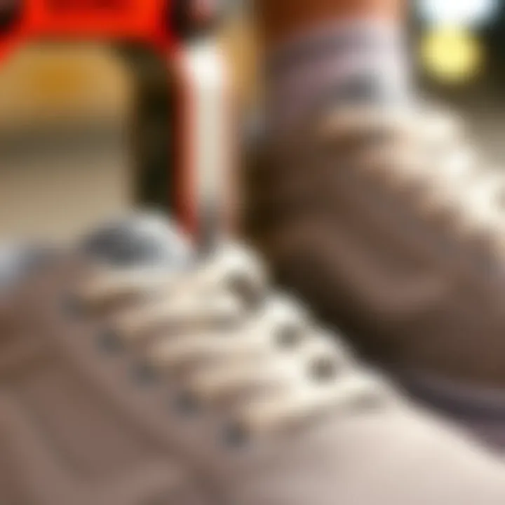 Close-up of light gray Vans high tops showcasing texture
