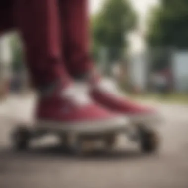 Care tips and maintenance for maroon Vans displayed visually