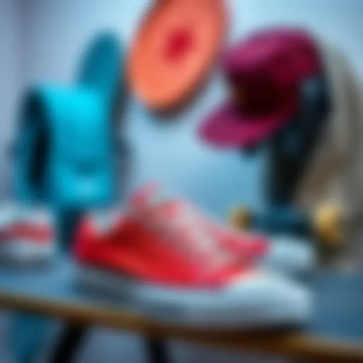 A stylish setup featuring red Converse and skate gear