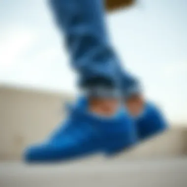 Fashionable outfit styled with royal blue Adidas sneakers