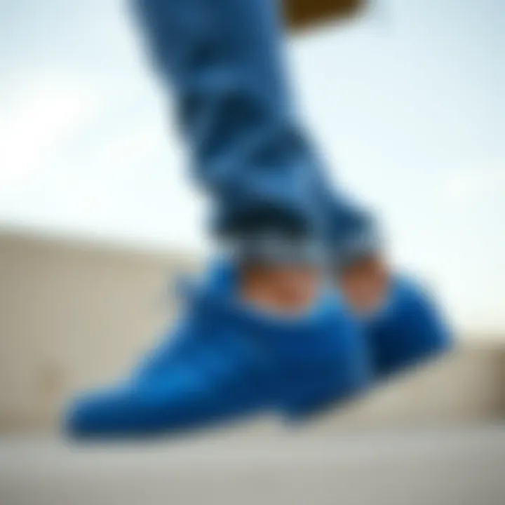 Fashionable outfit styled with royal blue Adidas sneakers