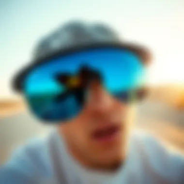 Close-up of Ray-Ban blue tint lenses showcasing their clarity