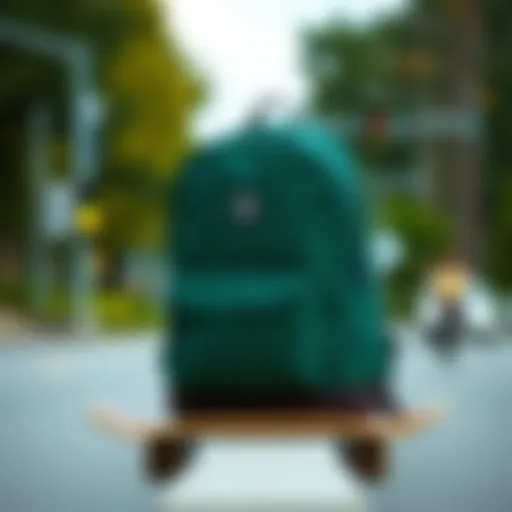 Stylish small backpack with skateboard aesthetic