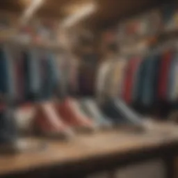 A vibrant thrift store filled with vintage grunge clothing