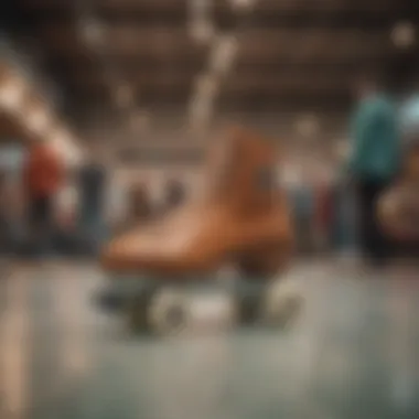 A retro-themed skating rink filled with vintage decor and skaters enjoying their time