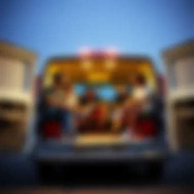 Group of skateboarders socializing in white vans