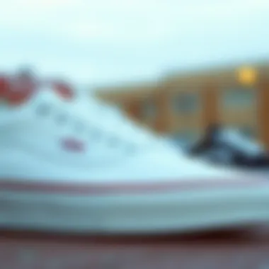Close-up of white vans showcasing quality craftsmanship