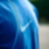 Fabric Texture of the Nike Blue T-Shirt Close-up of the fabric texture of the blue t-shirt