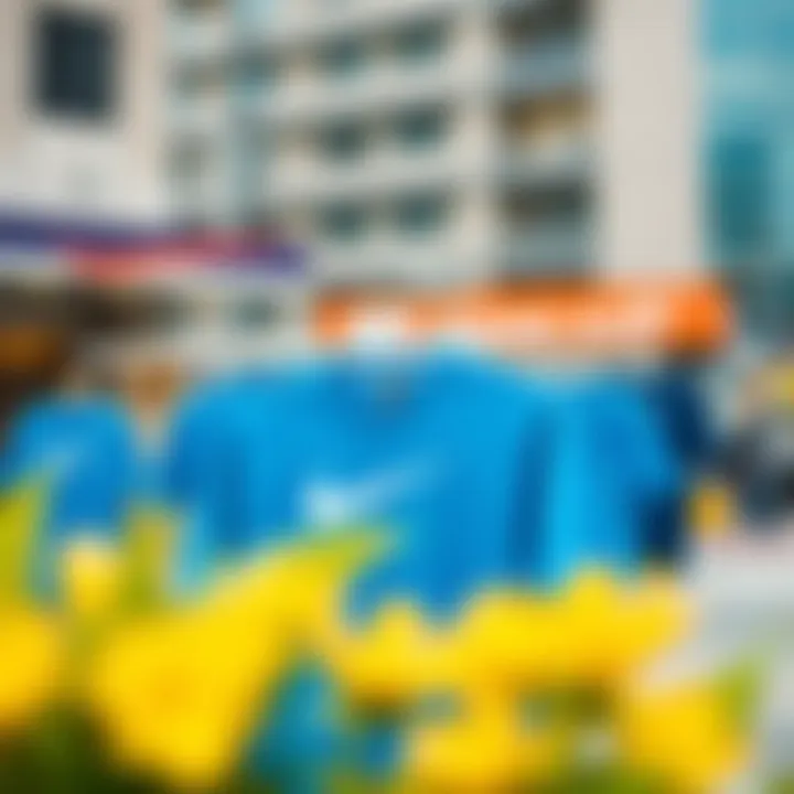 Nike blue t-shirt displayed in a stylish urban setting