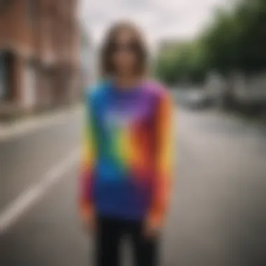 Vibrant rainbow long sleeve top showcasing diverse colors