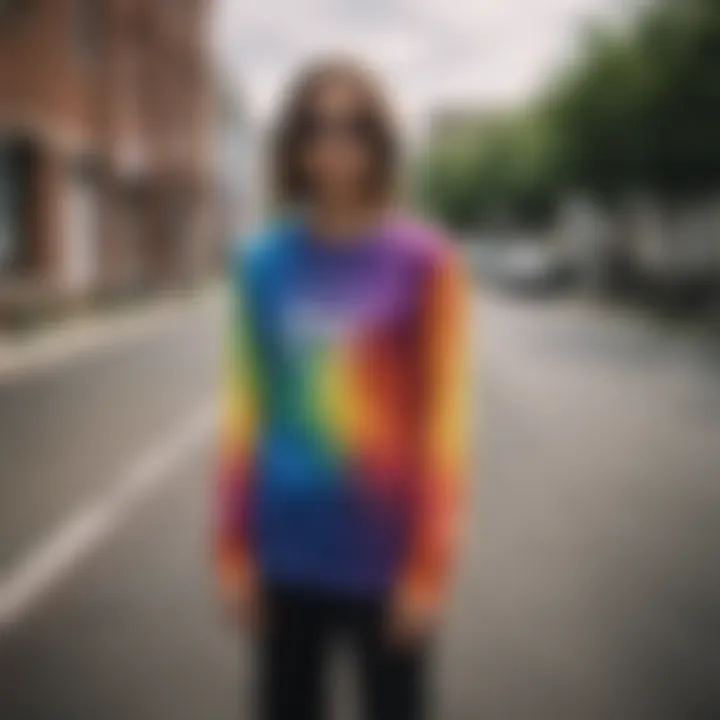 Vibrant rainbow long sleeve top showcasing diverse colors