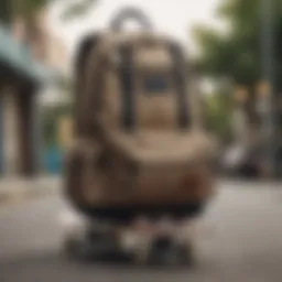 Stylish RVCA backpack on a skateboard