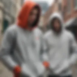 A stylish split hoodie showcasing unique design elements