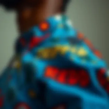 Close-up of the fabric and design details of the shirt