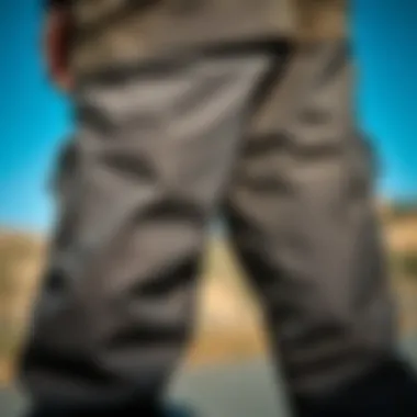 Close-up view of 686 waterproof pants showcasing fabric technology