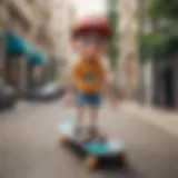 A colorful skateboard deck showcasing a humorous cartoon character.