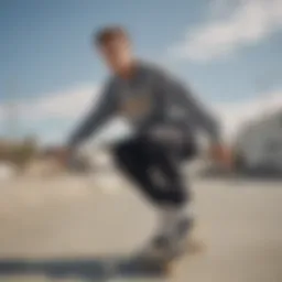 Skateboarder wearing a Topman sweatshirt performing a trick