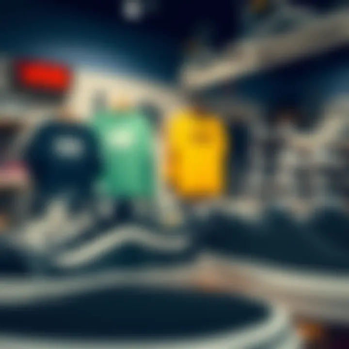 Variety of Vans shoes and apparel on display