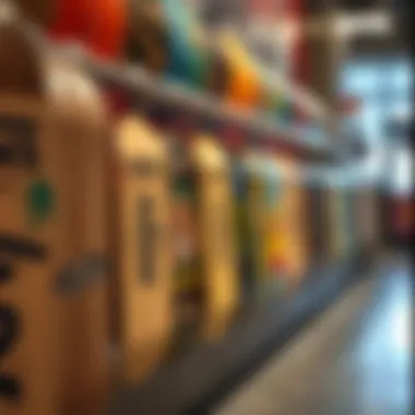 Skateboard deck displays inside the Vans store