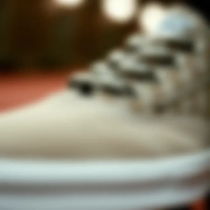 Close-up view of the material detailing on the Vans Authentic Pewter