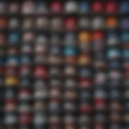 Vans flex fit hats displayed in various colors and styles