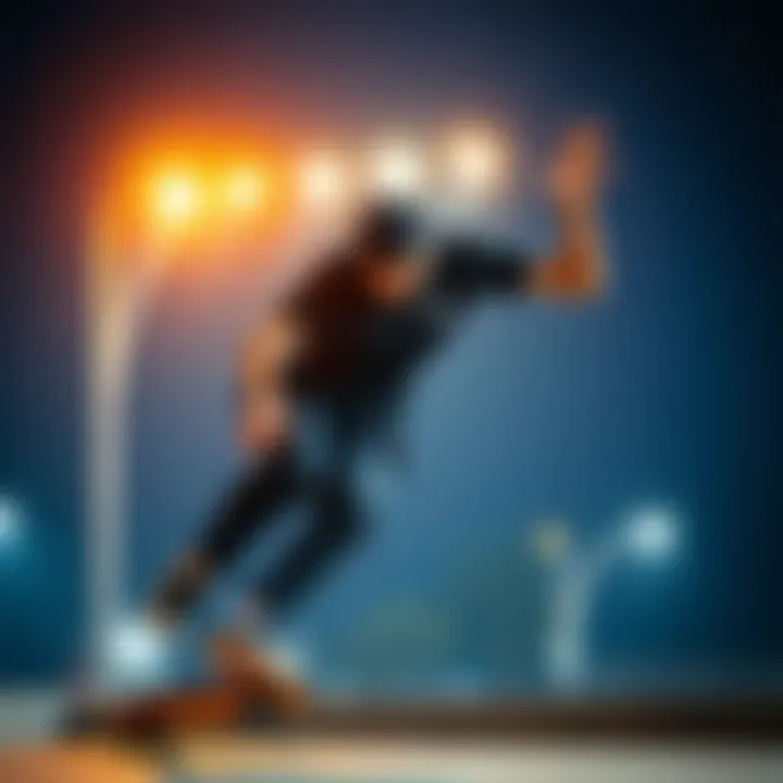 A stylish skater wearing a black t-shirt while performing a trick