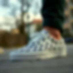 Classic design of white checkerboard pattern on Vans sneakers