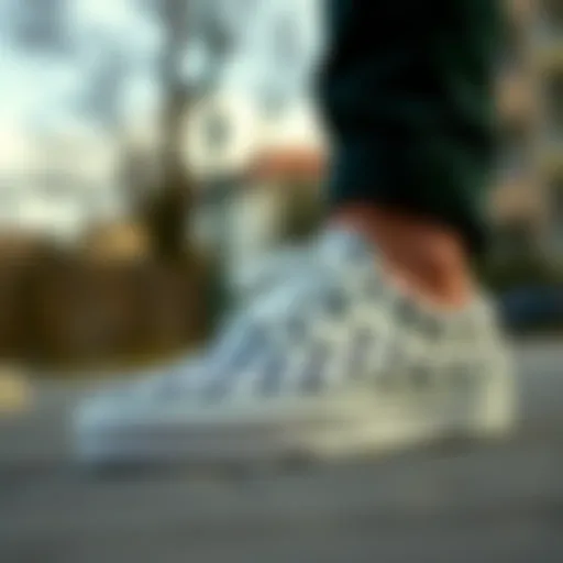 Classic design of white checkerboard pattern on Vans sneakers