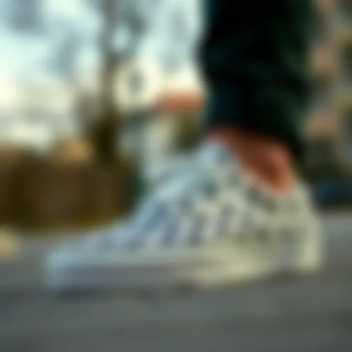 The Timeless Checkerboard Design Classic design of white checkerboard pattern on Vans sneakers