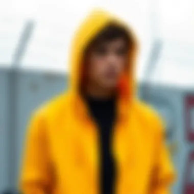 Vibrant yellow zip-up hoodie showcasing its stylish design